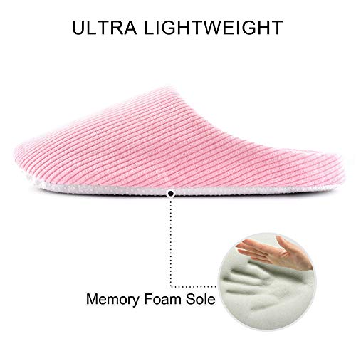 Knixmax Zapatillas de Estar por Casa para Hombre Mujer, Zapatos Memory Algodón Pantuflas, Zapatillas Cómodas Suave CáLido y Antideslizante Zapatillas para Interior, Hotel, Hogar, Rosa EU 40-41