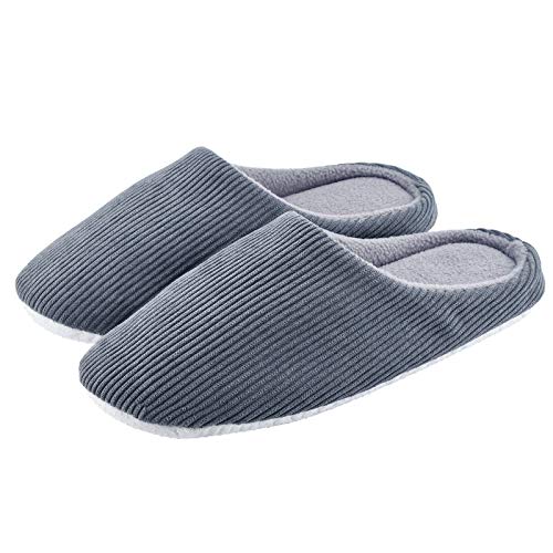 Knixmax Zapatillas de Estar por Casa para Hombre Mujer, Zapatos Memory Algodón Pantuflas, Zapatillas Cómodas Suave CáLido y Antideslizante Zapatillas para Interior, Hotel, Hogar, Gris EU 40-41