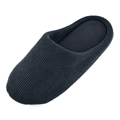 Knixmax Zapatillas de Estar por Casa para Hombre Mujer, Zapatos Memory Algodón Pantuflas, Zapatillas Cómodas Suave CáLido y Antideslizante Zapatillas para Interior, Hotel, Hogar, Negro EU 40-41