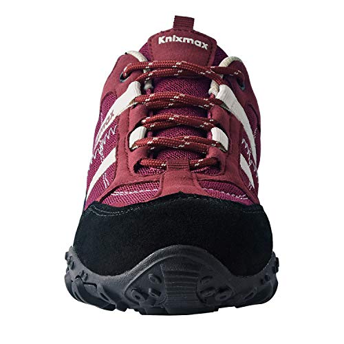 Knixmax - Zapatillas de Senderismo para Mujer, Zapatillas de Montaña Trekking Trail Ligeros Cómodos y Transpirables Zapatillas de Seguridad Low-Top Antideslizante de Deporte, Rojo EU 41