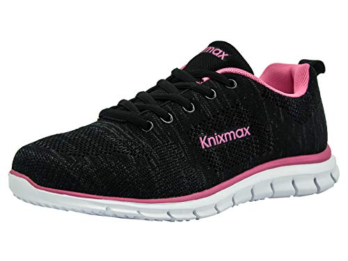 Knixmax-Zapatillas Deportivas para Mujer, Zapatillas de Running Fitness Sneakers Zapatos de Correr Aire Libre Deportes Casual Zapatillas Ligeras para Correr Transpirable, EU39 Negre Rose