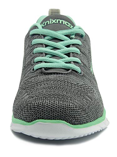 Knixmax-Zapatillas Deportivas para Mujer, Zapatillas de Running Fitness Sneakers Zapatos de Correr Aire Libre Deportes Casual Zapatillas Ligeras para Correr Transpirable, EU37 Gris Verde