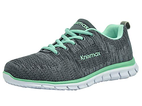 Knixmax-Zapatillas Deportivas para Mujer, Zapatillas de Running Fitness Sneakers Zapatos de Correr Aire Libre Deportes Casual Zapatillas Ligeras para Correr Transpirable, EU37 Gris Verde