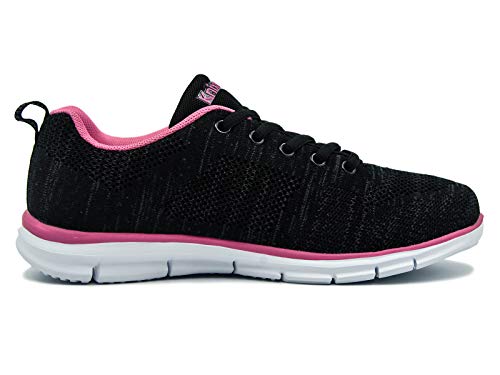 Knixmax-Zapatillas Deportivas para Mujer, Zapatillas de Running Fitness Sneakers Zapatos de Correr Aire Libre Deportes Casual Zapatillas Ligeras para Correr Transpirable, EU38 Negre Rose