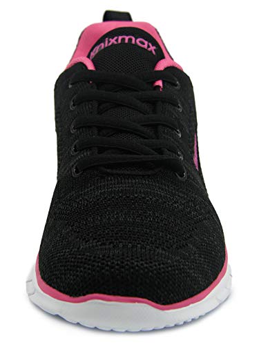 Knixmax-Zapatillas Deportivas para Mujer, Zapatillas de Running Fitness Sneakers Zapatos de Correr Aire Libre Deportes Casual Zapatillas Ligeras para Correr Transpirable, EU38 Negre Rose