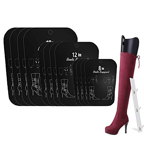 Knowing 12 Piezas Soporte de Botas Altas de Botas Inserta, 8/12/16 Pulgadas Forma de La Bota Inserta Reutilizables, para Mantener Las Botas Verticales y Evitar Que Las Botas Se Coman, Arrugas(Negro)