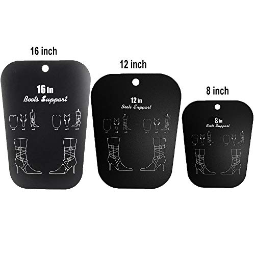 Knowing 12 Piezas Soporte de Botas Altas de Botas Inserta, 8/12/16 Pulgadas Forma de La Bota Inserta Reutilizables, para Mantener Las Botas Verticales y Evitar Que Las Botas Se Coman, Arrugas(Negro)