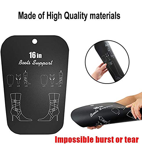 Knowing 12 Piezas Soporte de Botas Altas de Botas Inserta, 8/12/16 Pulgadas Forma de La Bota Inserta Reutilizables, para Mantener Las Botas Verticales y Evitar Que Las Botas Se Coman, Arrugas(Negro)