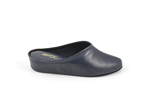 Kosma Menorca Pantuflas de Piel de Estar por casa (37, Azul Marino)