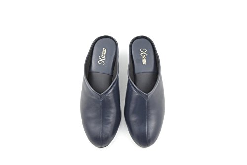 Kosma Menorca Pantuflas de Piel de Estar por casa (37, Azul Marino)