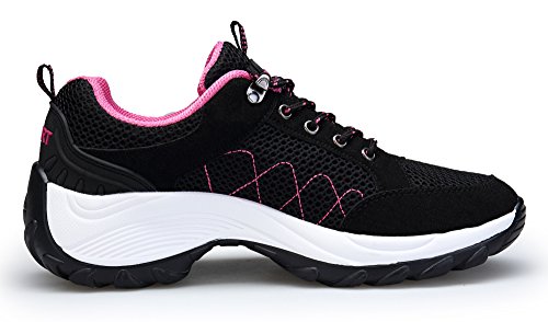 KOUDYEN Atlético Zapatos Chicas Mesh Zapatillas de Deporte Fitness Plataforma para Mujer,XZ006-black-39EU