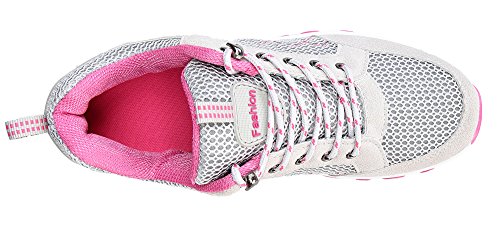 KOUDYEN Atlético Zapatos Chicas Mesh Zapatillas de Deporte Fitness Plataforma para Mujer,XZ006-grey-EU41