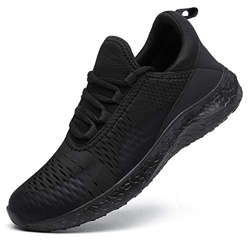 KOUDYEN Zapatillas Deporte Hombres Mujer Gimnasio Running Zapatos para Correr Transpirables Sneakers (D Negro Completo, Numeric_46)