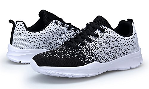 KOUDYEN Zapatillas Deportivas de Mujer Hombre Running Zapatos para Correr Gimnasio Calzado Unisex,XZ746-W-blackwhite-EU41