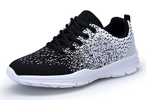 KOUDYEN Zapatillas Deportivas de Mujer Hombre Running Zapatos para Correr Gimnasio Calzado Unisex,XZ746-W-blackwhite-EU42