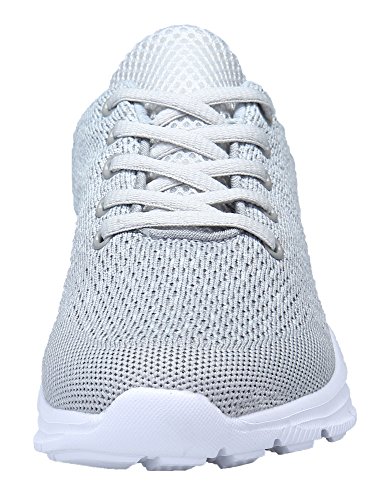 KOUDYEN Zapatillas Deportivas de Mujer Hombre Running Zapatos para Correr Gimnasio Calzado Unisex,XZ746-W-grey-EU43