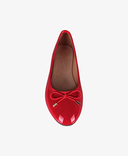 KRISP Bailarinas Mujer Baratas Invitada Boda Cómodas Elegantes Lazo Charol Talla, Rojo, 38 EU (5 UK), 3701-RED-5