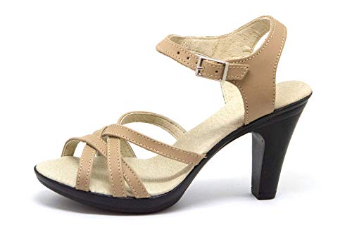 KS - 163 - Zapatos Sandalias para Mujer - Ideales para Verano - Cuero Beige 37