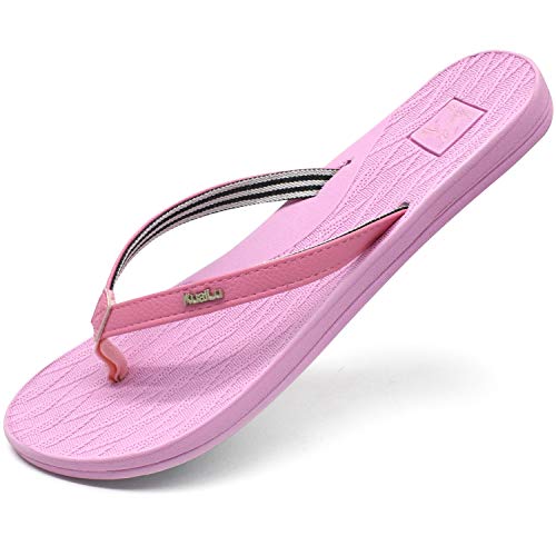KuaiLu Chanclas Mujer Comodas Piel Verano Playa Piscina Ultraligera Sandalias de Dedo Planas Moda Caminar Antideslizante Yoga-Espuma Zapatillas Morado 38