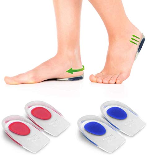 kuou 2 pares de almohadillas de gel ortopédico transparente para zapatos de elevador, soporte para zapatos de elevación de talón de 1,7 cm, plantilla de gel para talón