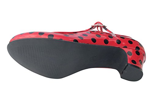 La Señorita Zapato Flamenco Baile Sevillanas niña o Mujer Rojo Negro