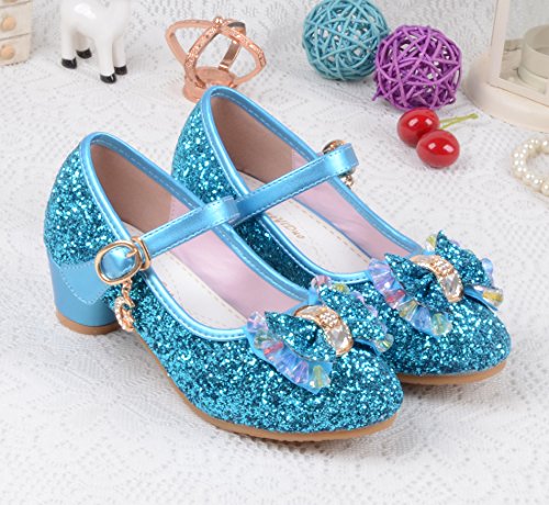 La Vogue Zapatos Zapatilla con Lentejuela Para Niña Princesa Fiesta Azul 28/Longitud Interior 18.5CM