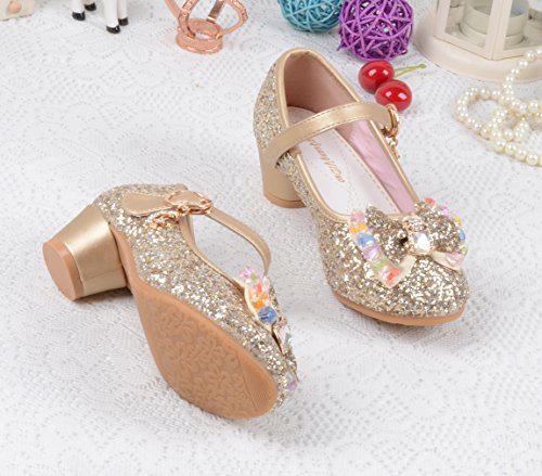 La Vogue Zapatos Zapatilla con Lentejuela Para Niña Princesa Fiesta Dorado Color 35/Longitud Interior 22CM