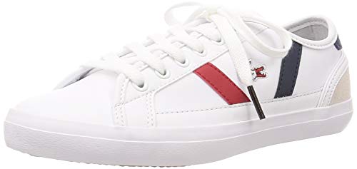 Lacoste Sideline Tri 1 CFA, Zapatillas Mujer, Blanco (Wht/Nvy/Red), 42 EU