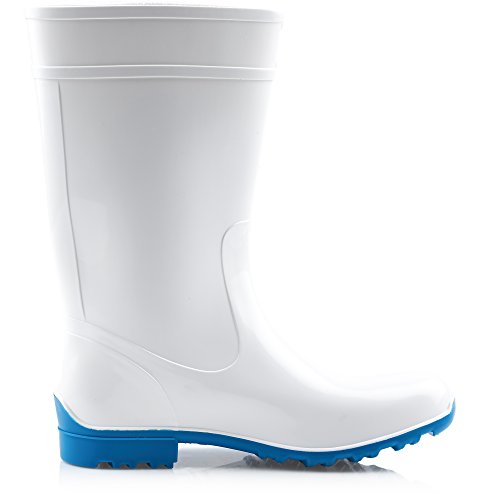Ladeheid Botas de Agua Antideslizantes en PVC Mujer LA-967 (Blanco/Azul, 38 EU)