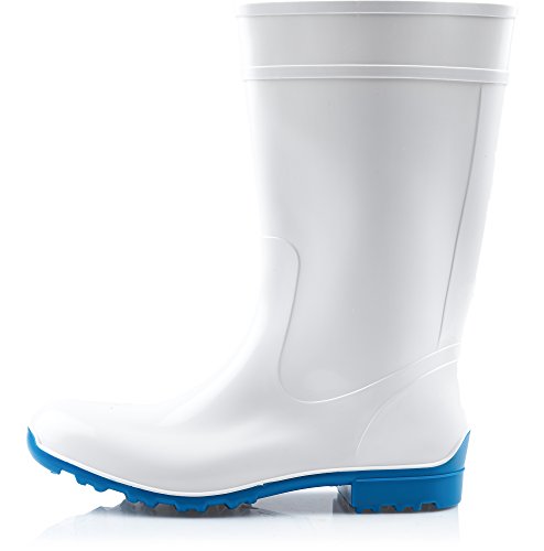 Ladeheid Botas de Agua Antideslizantes en PVC Mujer LA-967 (Blanco/Azul, 38 EU)