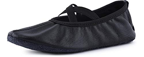 Ladeheid Zapatillas de Ballet y Bailarinas de Piel Mujer Niño y Niña (Tallas 25-41) LAJD002 (Negro, 35 EU)