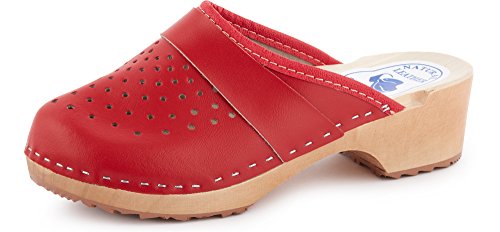 Ladeheid Zuecos de Madera Sandalias Mujer LABR307 (Rojo, 36 EU)