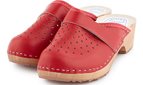 Ladeheid Zuecos de Madera Sandalias Mujer LABR307 (Rojo, 36 EU)