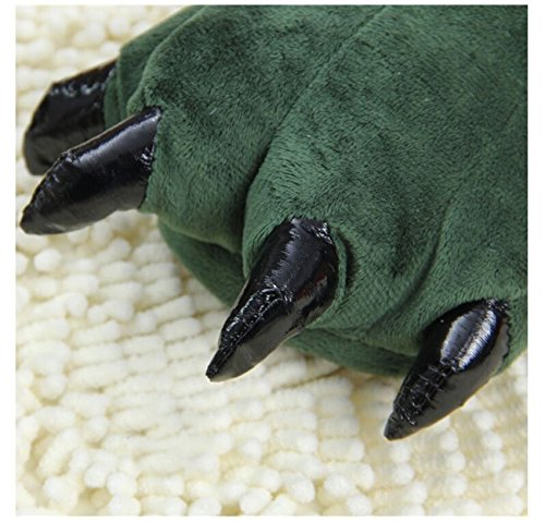 LANFIRE Zapatillas de casa de Felpa Suave Unisex Animal Disfraz de Pata de Garra (S(tamaño del niño 28-34), Verde(Green))