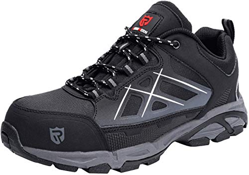 LARNMERN Zapatos Seguridad con Punta de Acero para Hombre Mujer Zapatillas Seguridad Ligeras (43 Negro)