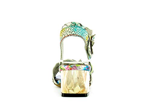 Laurra Vita HUCBIO 05 - Sandalias de piel para mujer, zapatos de ciudad de verano, brida de tobillo con suela cómoda de tacón – Estilo original flor, plata, (plata), 39 EU