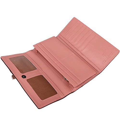 Leiwo Mujer Elegante Dulce Mujer Flores Cordones de Zapatos Boot Laces Monedero de Cuero Monedero Rosa