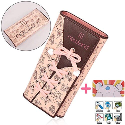 Leiwo Mujer Elegante Dulce Mujer Flores Cordones de Zapatos Boot Laces Monedero de Cuero Monedero Rosa