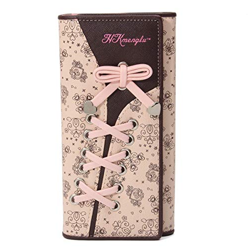 Leiwo Mujer Elegante Dulce Mujer Flores Cordones de Zapatos Boot Laces Monedero de Cuero Monedero Rosa