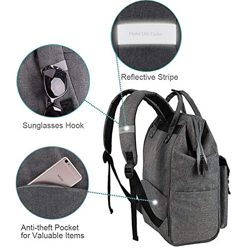 Lekesky Mochila Antirrobo Impermeable, Mochila para Portátil 15,6 Pulgadas Unisexo, Multifuncional Mochila Portátil para Negocio, Viaje, Trabajo - Gris
