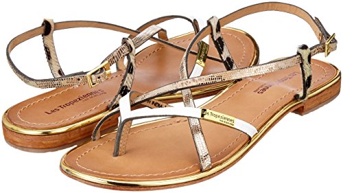 Les Tropéziennes par M. Belarbi Monaco, Sandalias con Correa de Tobillo Mujer, Blanco (Blanc Multi), 38 EU