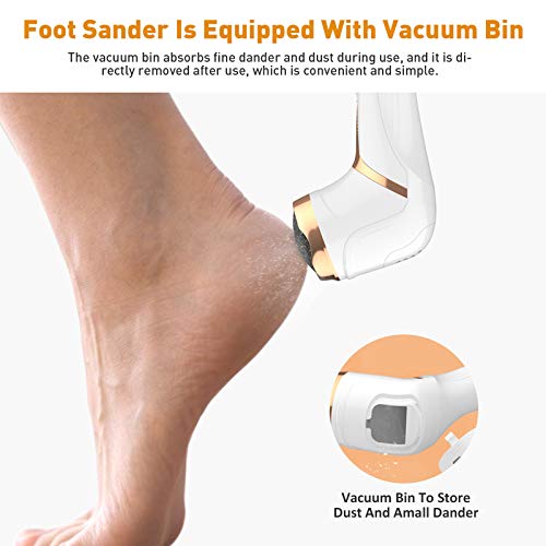 Lima Eléctrica Pedicura, QUARED Eléctrico Lima Pies Profesional Recargable, Elimina Fácilmente Callos y Piel con 2 Velocidades y 3 Repuestos