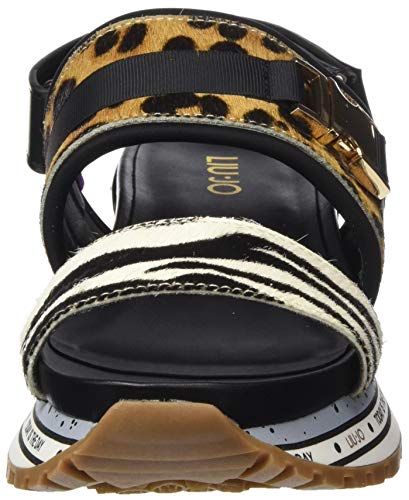 LIU JO Shoes LIU Jo Wonder Maxi 06-Sandal, Sandalias con Punta Abierta para Mujer, Multicolor (Leopard S19c1), 38 EU