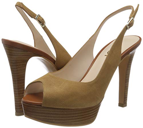 lodi TIRELA, Peep Toe Destalonado para Mujer, Ante Camel, 35 EU
