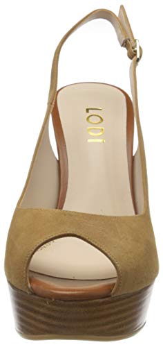 lodi TIRELA, Peep Toe Destalonado para Mujer, Ante Camel, 35 EU