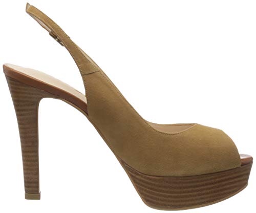 lodi TIRELA, Peep Toe Destalonado para Mujer, Ante Camel, 35 EU