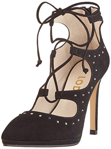 lodi VAREZ, Zapatos de tacón con Punta Cerrada para Mujer, Negro (Ante Negro Ante Negro), 38 EU
