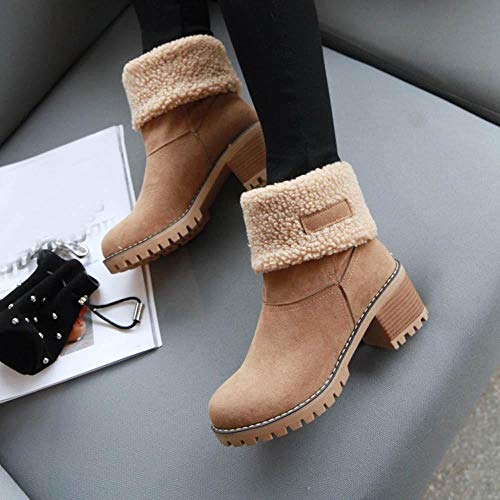 Logobeing Botas Mujer Invierno Botines Mujer Tacon Alto Plataforma Botas Mujer Cuñas Zapatos de Invierno Botas de Nieve Calzado Botas Cálidas Flock Altas(39,Marrón)