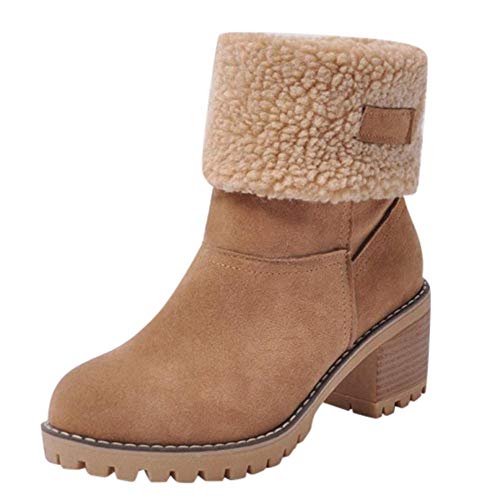 Logobeing Botas Mujer Invierno Botines Mujer Tacon Alto Plataforma Botas Mujer Cuñas Zapatos de Invierno Botas de Nieve Calzado Botas Cálidas Flock Altas(39,Marrón)