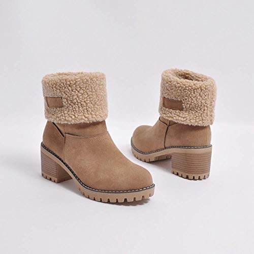 Logobeing Botas Mujer Invierno Botines Mujer Tacon Alto Plataforma Botas Mujer Cuñas Zapatos de Invierno Botas de Nieve Calzado Botas Cálidas Flock Altas(39,Marrón)